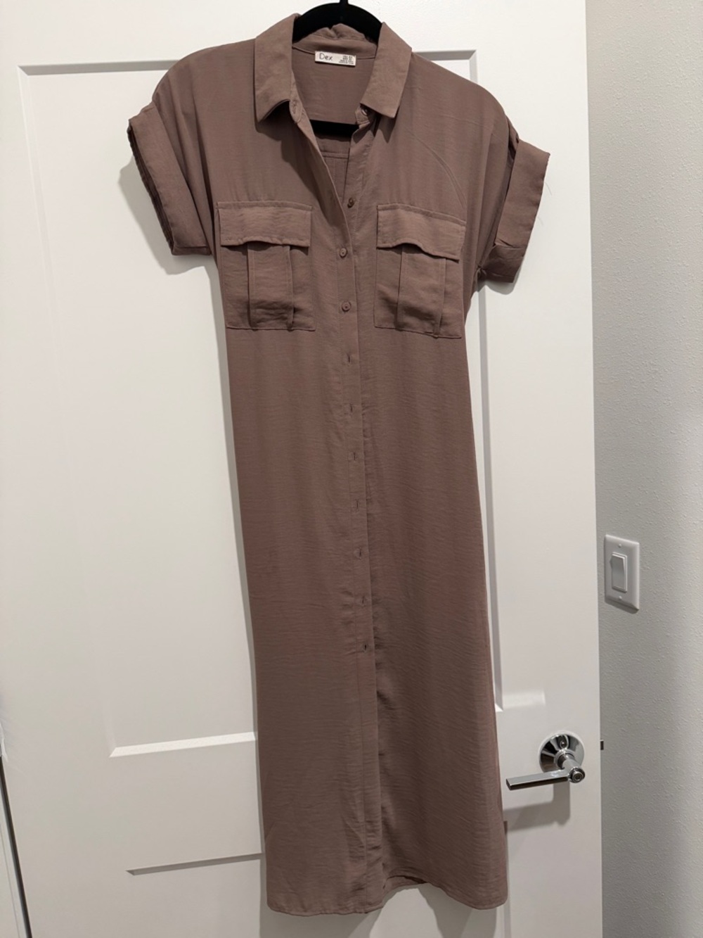 Button-Front Midi Shirt Dress